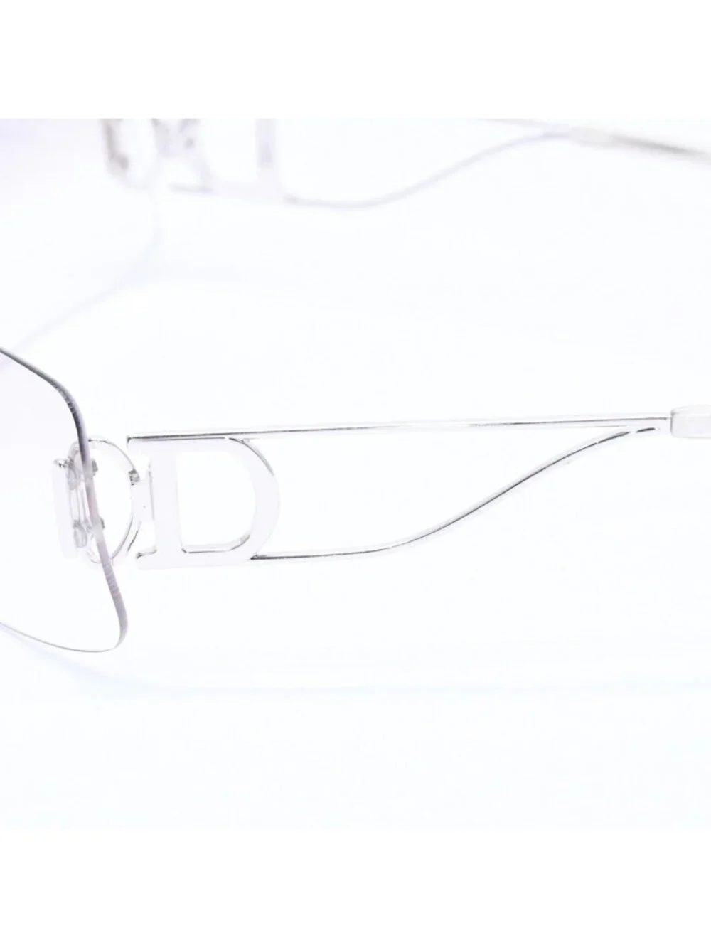 Dior Miss Ella Rimless Sunglasses Shield Gray Silver Eyewear